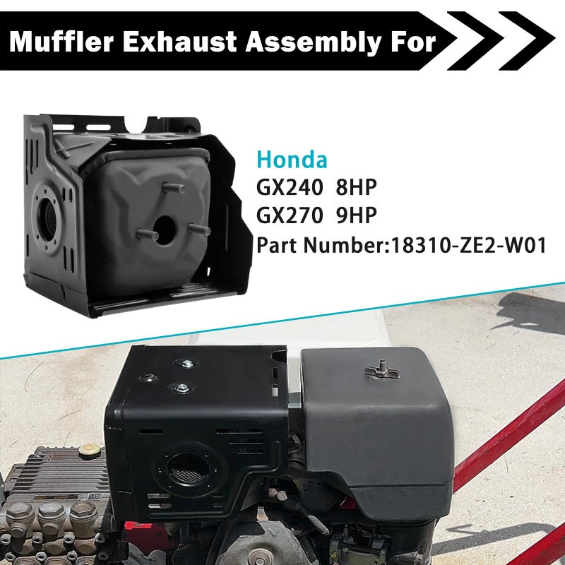 Sutmorly Muffler Exhaust Kit Assembly Fits Honda GX340 GX390 GX420 11HP 13HP 16HP Harbor Freight 420 Engine Water Pump Snowblower Pressure Washer with Head Shield Manifold and Two Gaskets  No Nuts - Image 4